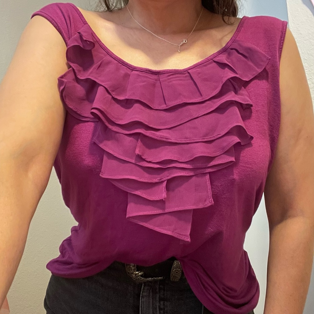 Women's Merona XL Ruffled Plum Top
